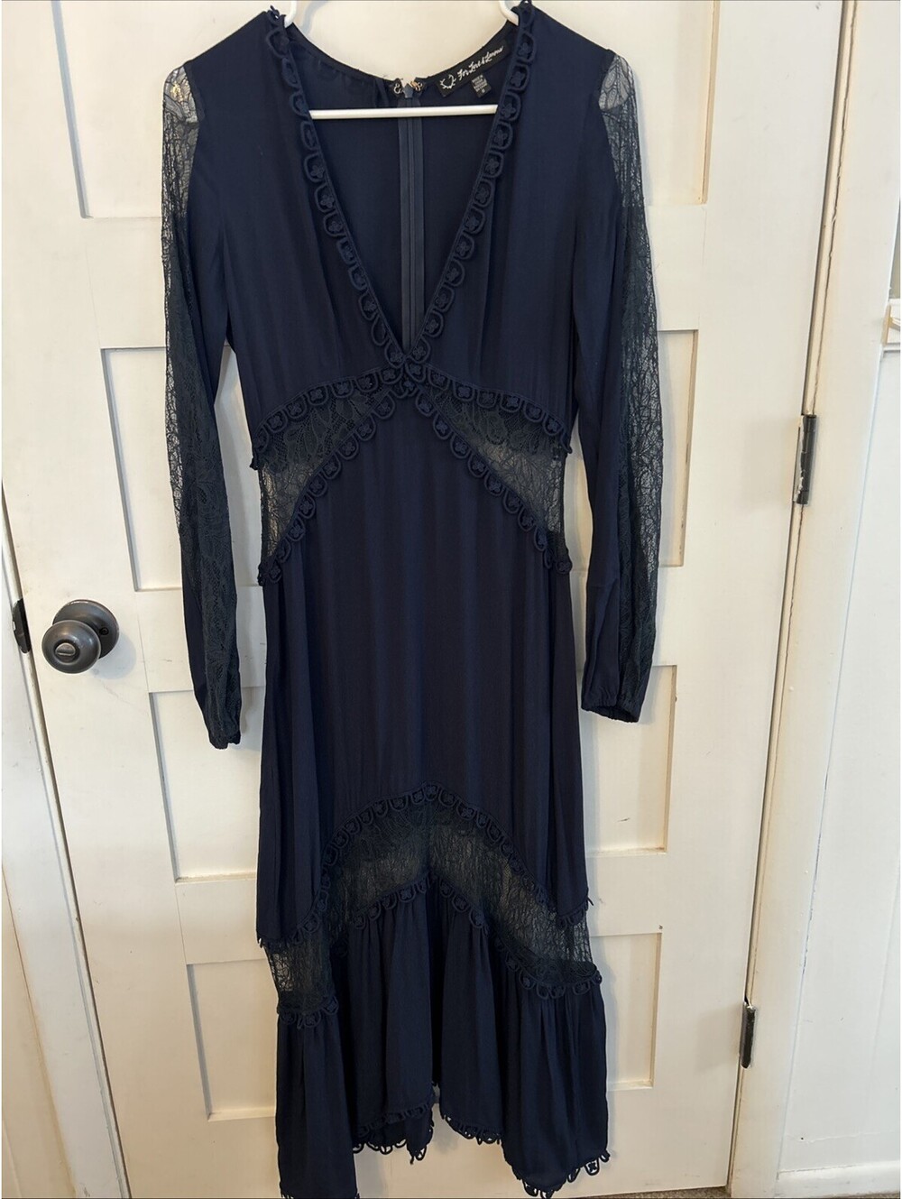For The Love Of Lemon Navy Lace Midi Dress Small
